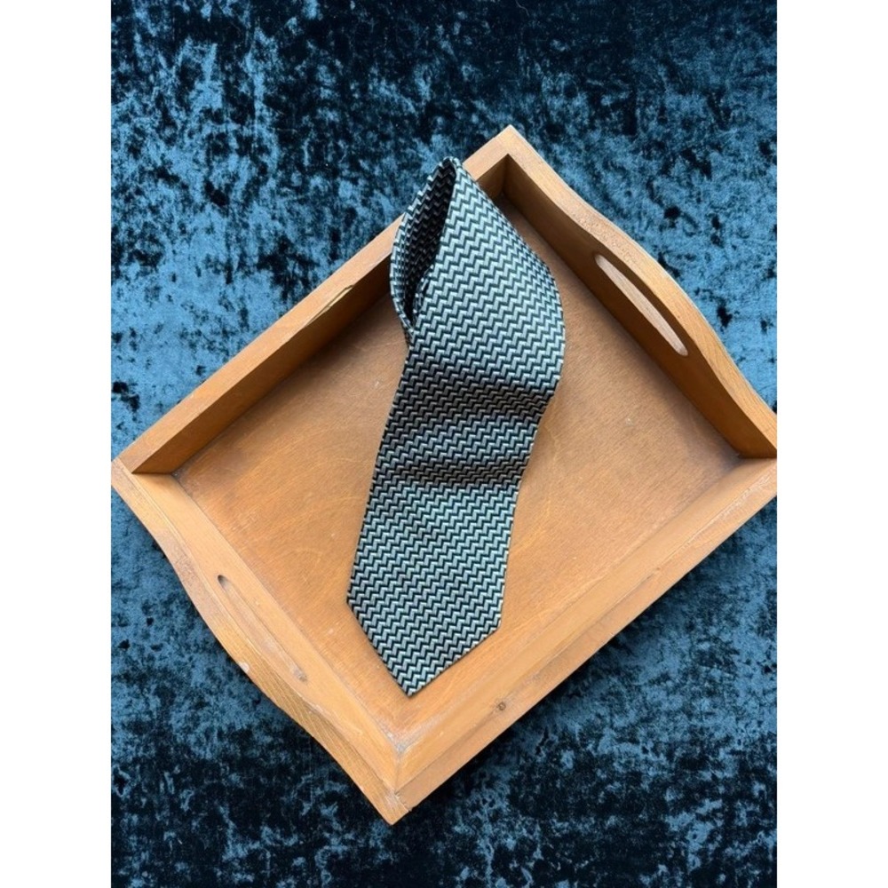 Pantani Men's 100% Silk Tie Black Silver Geometric Basket Weave 3" Necktie